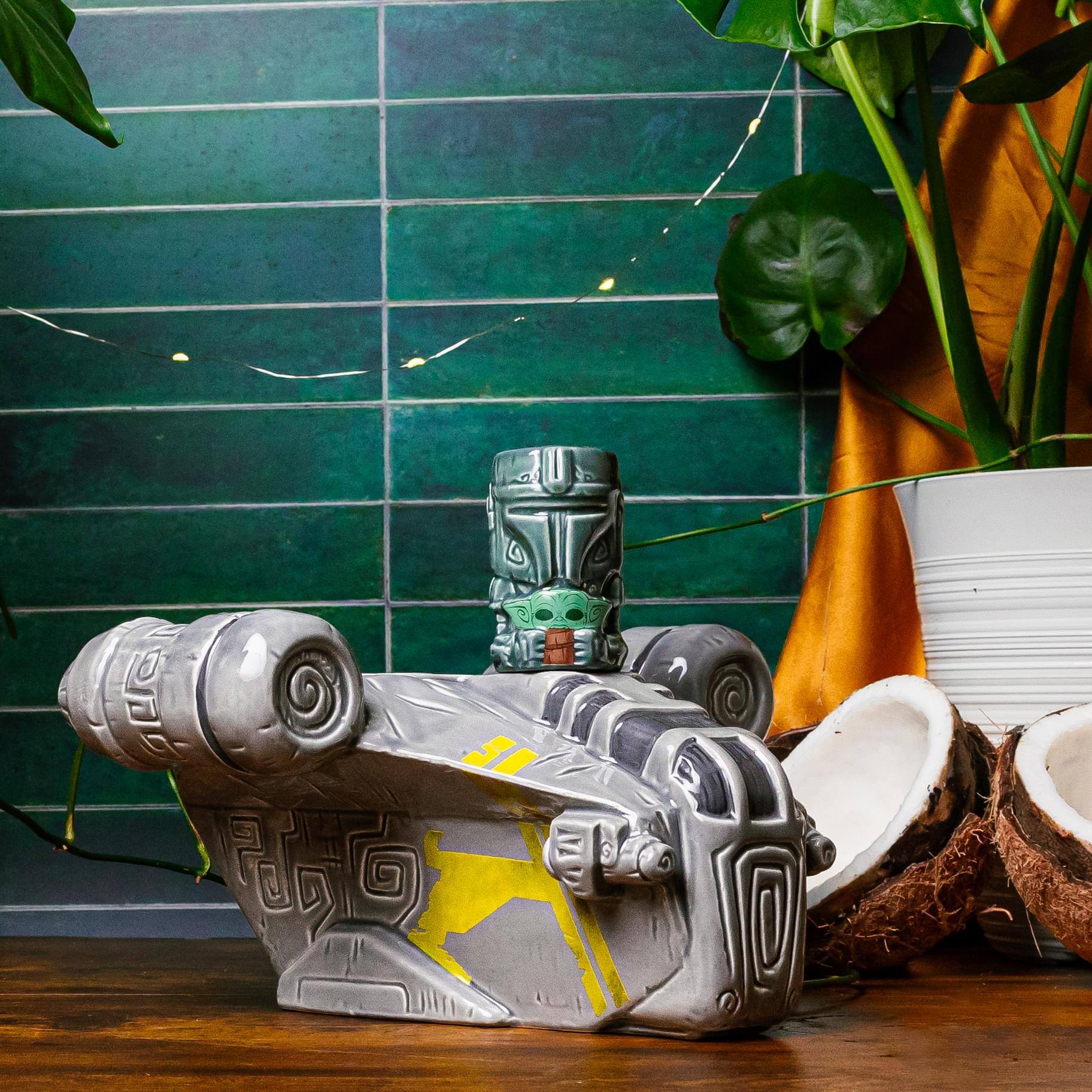 Alt View 5. Star Wars - Geeki Tikis Star Wars: The Mandalorian Razor Crest Punch Bowl With Mini Muglet - Gray.
