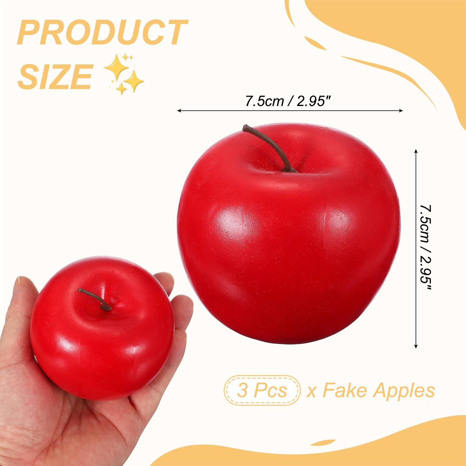 PRODUCT SIZE  
7.5cm / 2.95"  
3 Pcs x Fake Apples