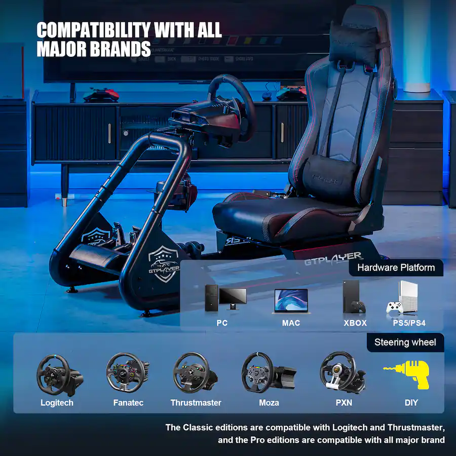 GTPlayer Racing Simulator Cockpit with Seat and Bluetooth Speakers ...