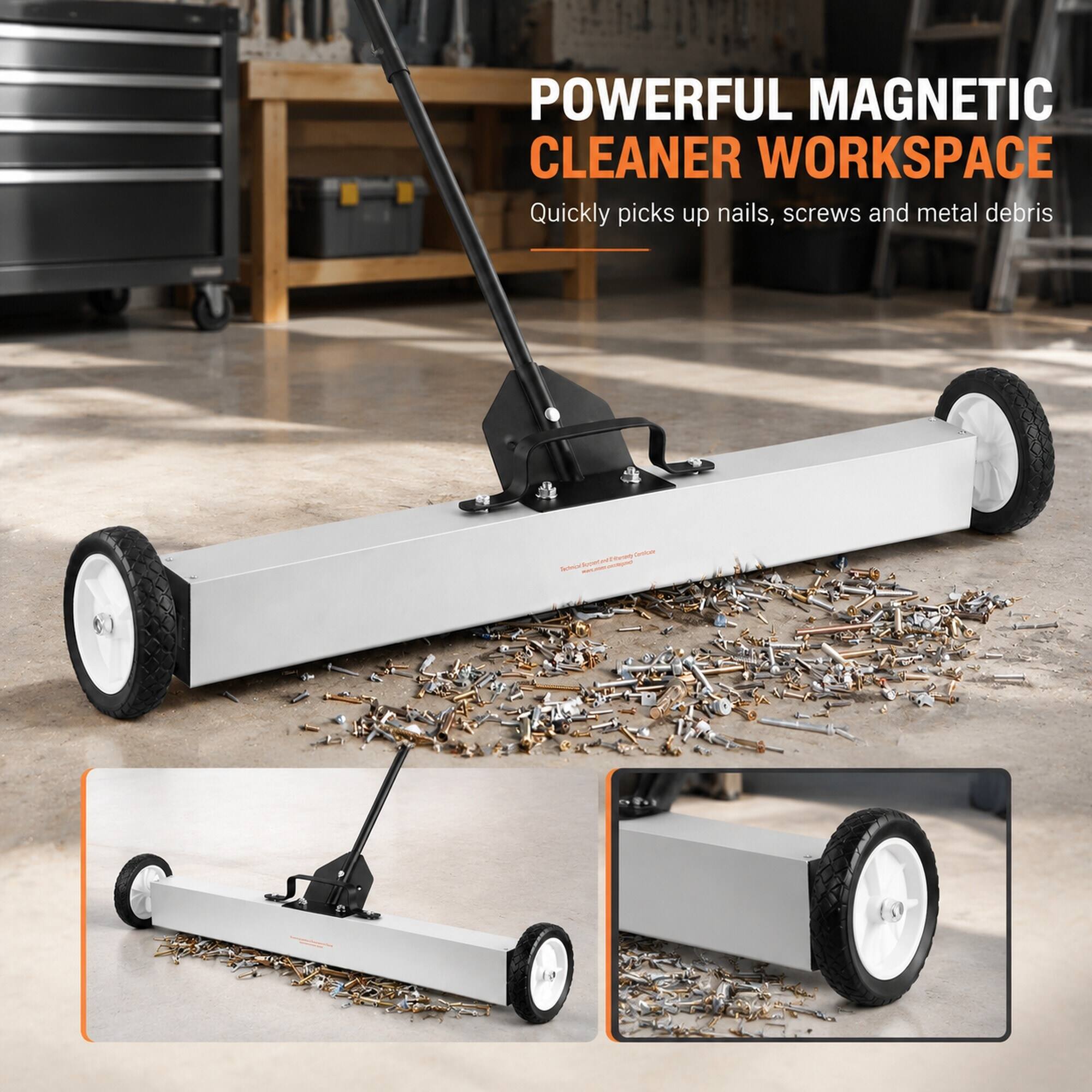POWERFUL MAGNETIC CLEANER WORKSPACE  
Quickly picks up nails, screws and metal debris