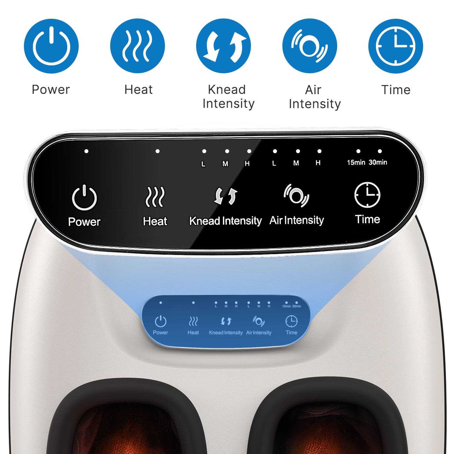 Power Heat Knead Intensity Air Intensity Time L M H L M H 15min 30min Power Heat Knead Intensity Air Intensity Time - - .  . . 1m - Power Heat  Knead Intensity Air AirIntensity Time
