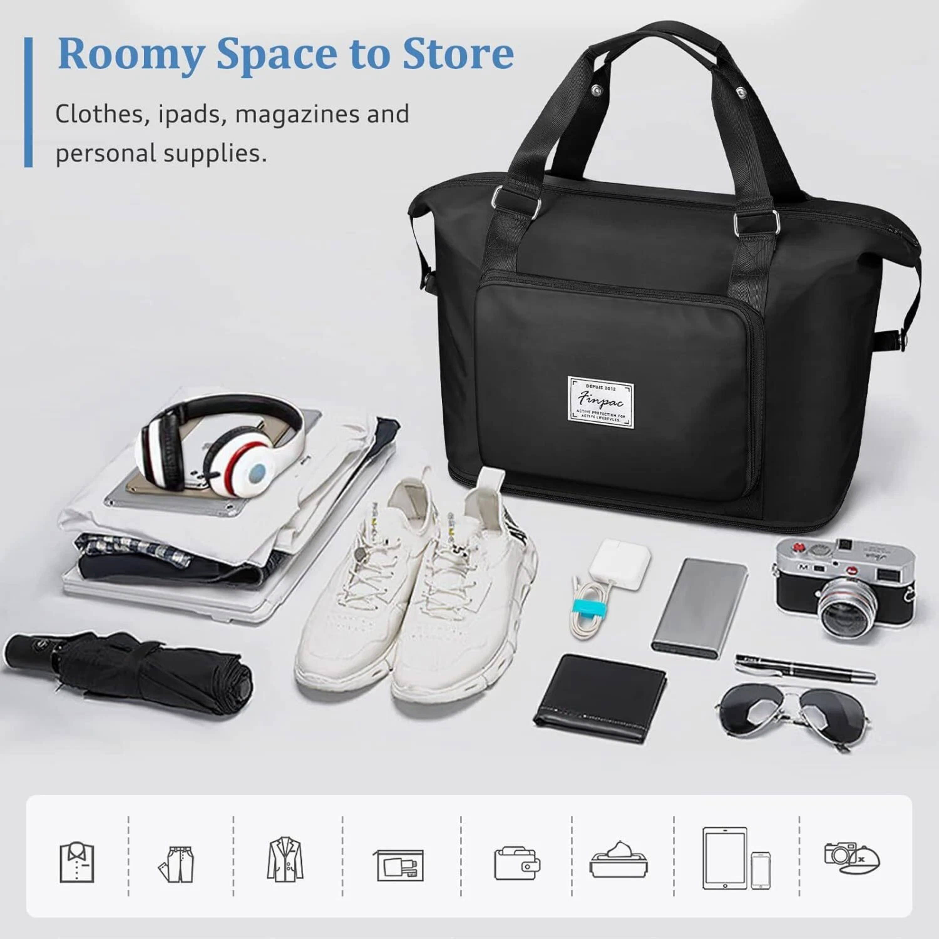 Roomy Space to Store Clothes, ipads, magazines and personal supplies. - Finpac