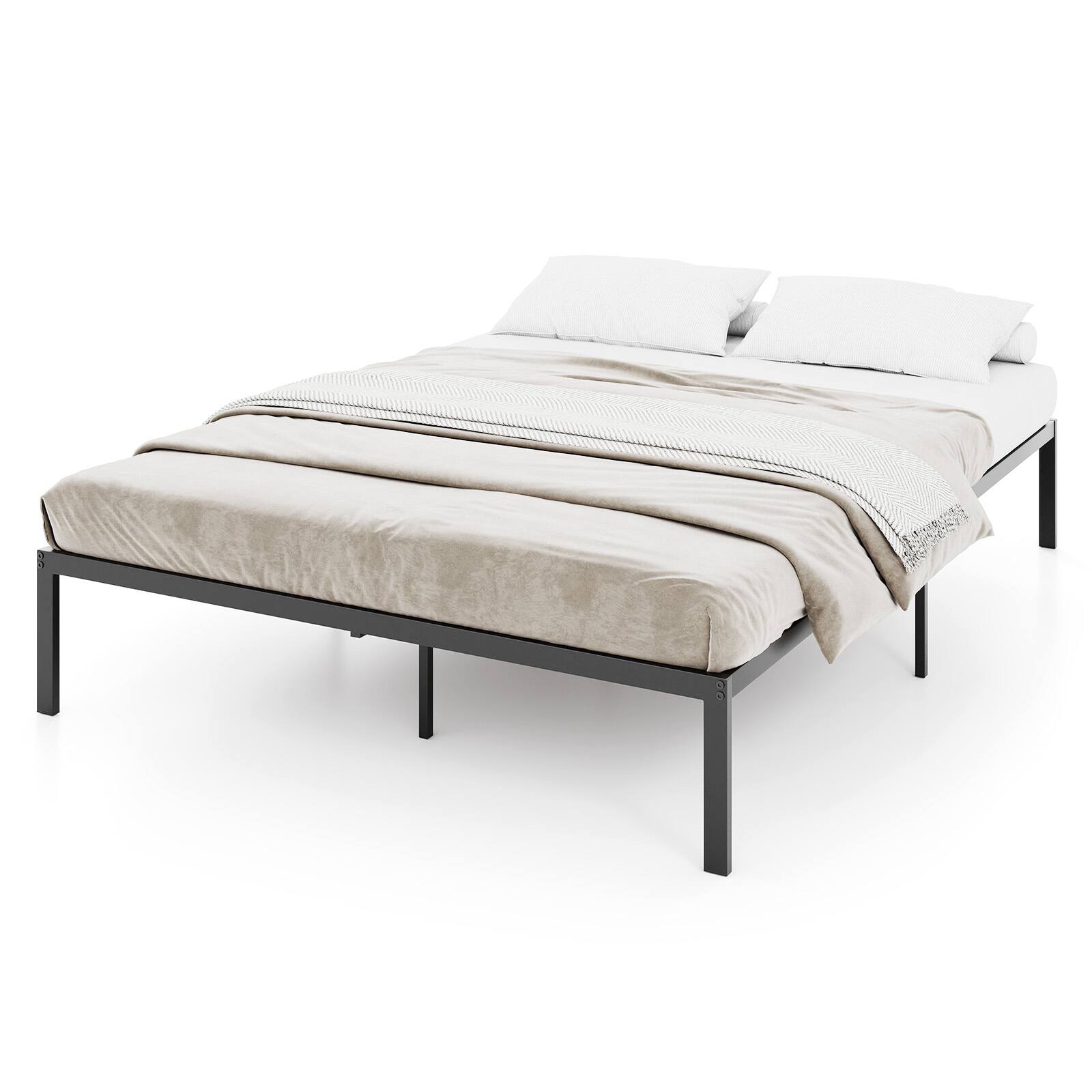 Alt View 9. Gymax - Gymax Full Size Metal Bed Frame Heavy Duty Support Slats Mattress Foundation - Black.