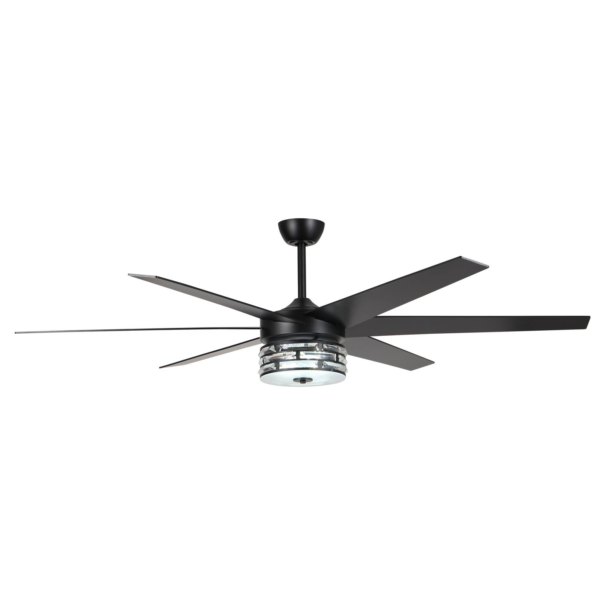 Alt View 6. Parrot Uncle - 70-inch Matte Black Ceiling Fan with LED Light and Remote Control - Black.
