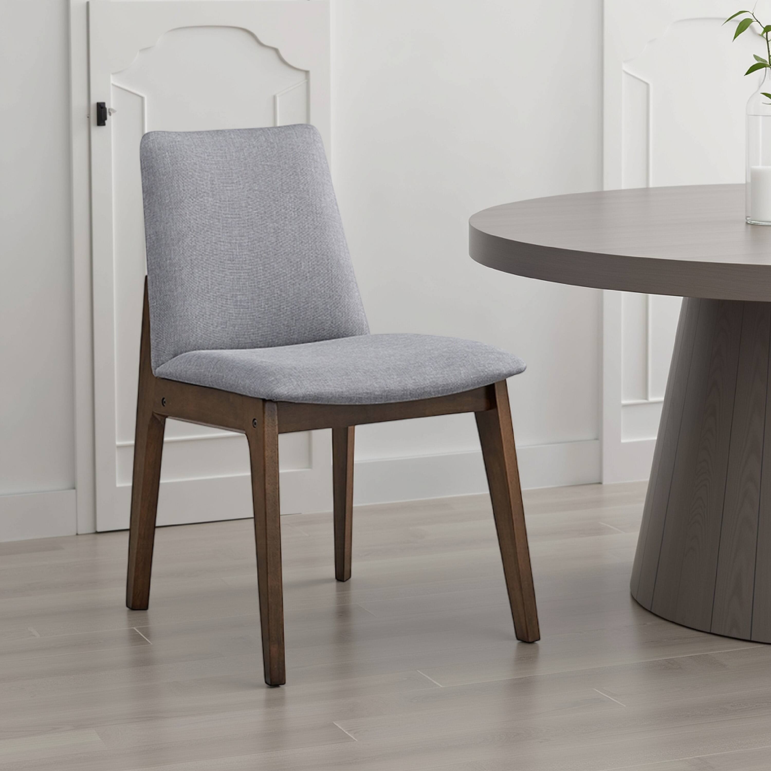 Alt View 5. Manhattan Lane - Lumy Side Dining Chair Set of 2, Gray Padded Seat and Back - Walnut Brown, Gray.