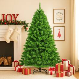 BreeBe - Artificial Christmas Tree 4.5/6.5/7.5FT – Unlit with Sturdy Metal Base - Green