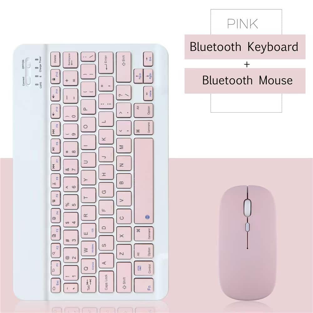 Luckbyte - 10" Ultra-Thin Bluetooth Wireless Mini Keyboard, Portable Slim Keyboard for iPad, iPhone, Android Tablets & Smartphones - Pink2