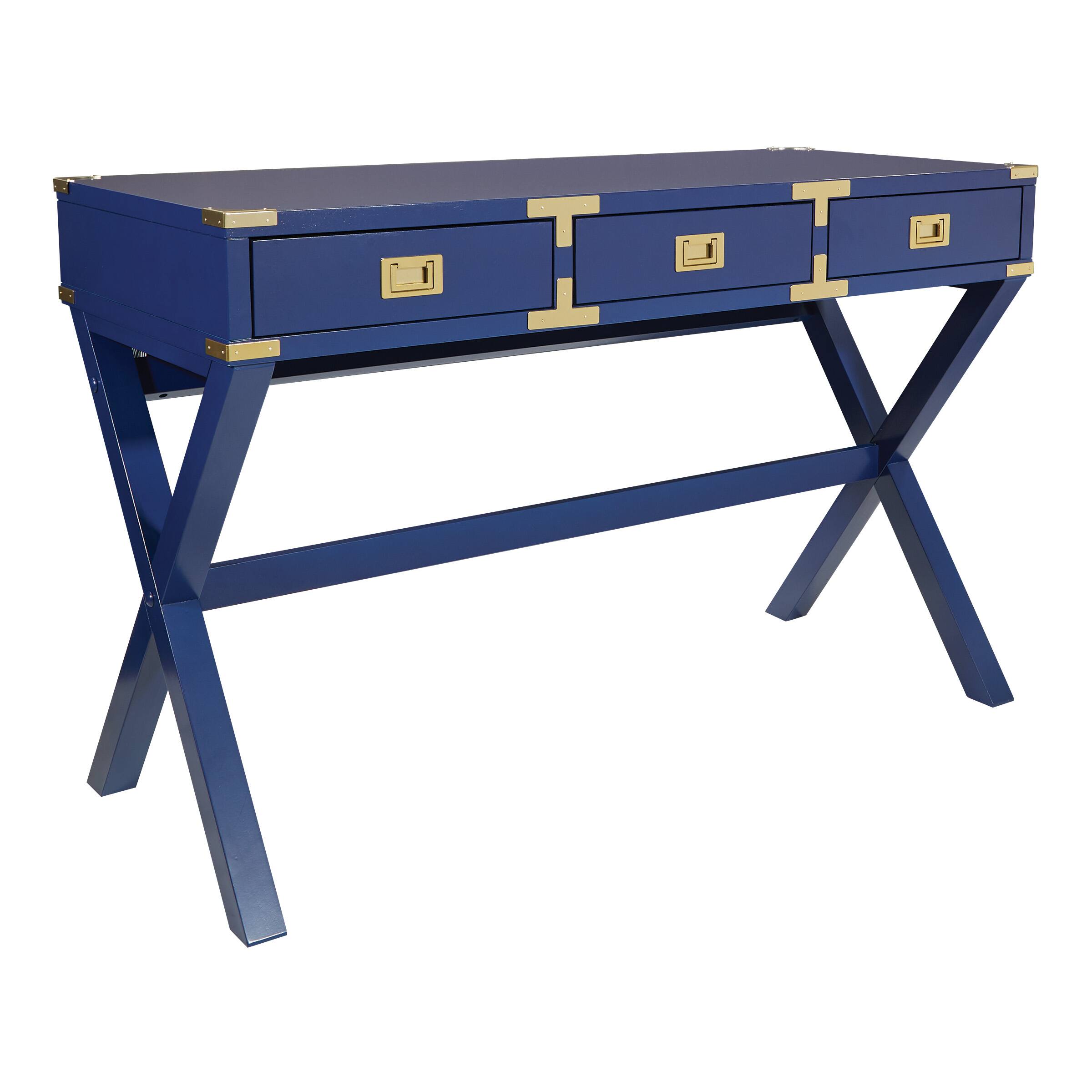 Angle. OSP Home Furnishings - Wellington 46" Desk with Power - Blue.