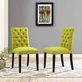 Duchess Fabric Dining Chair Set of 2 by Modway - Wheatgrass