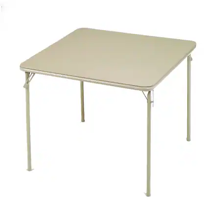 Front. MECO - MECO Sudden Comfort 34 x 34 Inch Square Metal Folding Dining Card Table, Buff - Buff.