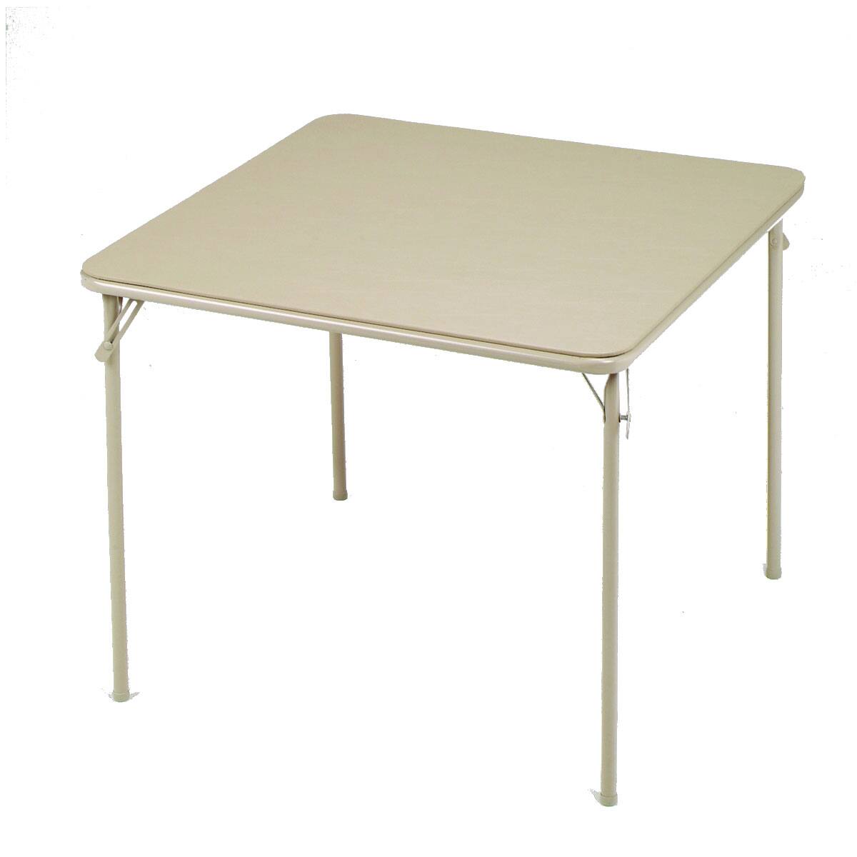 Front. MECO - MECO Sudden Comfort 34 x 34 Inch Square Metal Folding Dining Card Table, Buff - Buff.