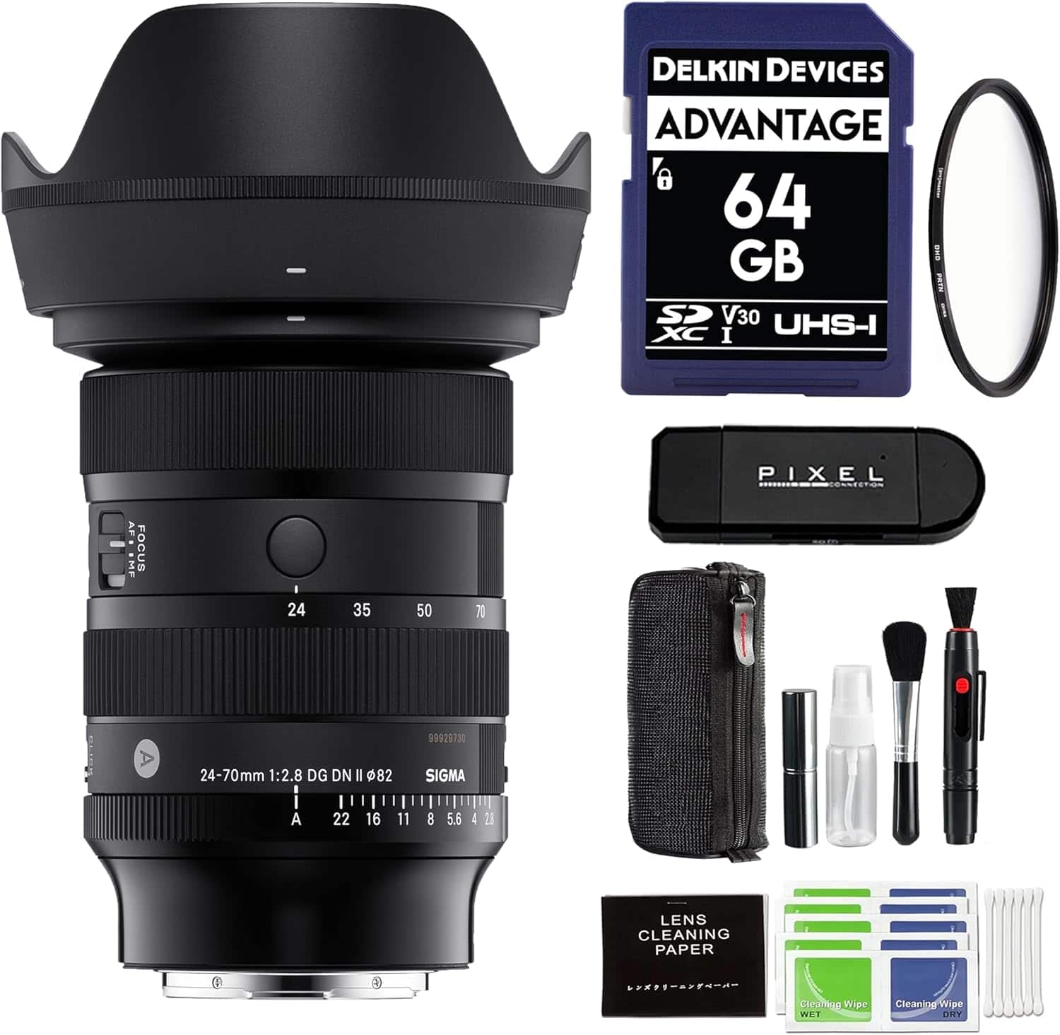 Sigma - 24-70mm f/2.8 DG DN II ART Lens for L Mount with Pixel Advanced Accessories & Travel Bundle | 57A969 - Black