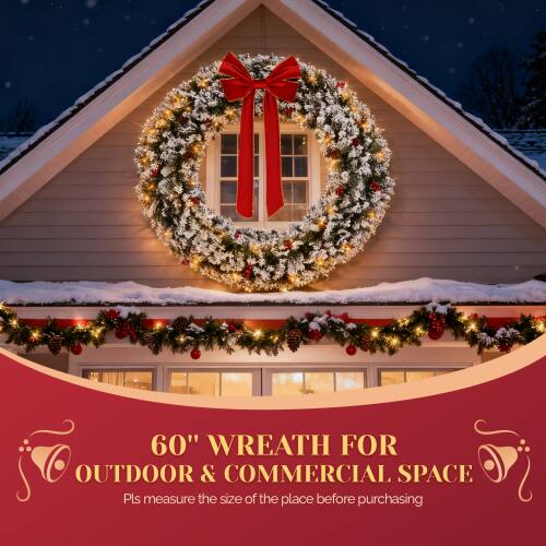 60" WREATH FOR OUTDOOR & COMMERCIAL SPACE  
Please measure the size of the place before purchasing
