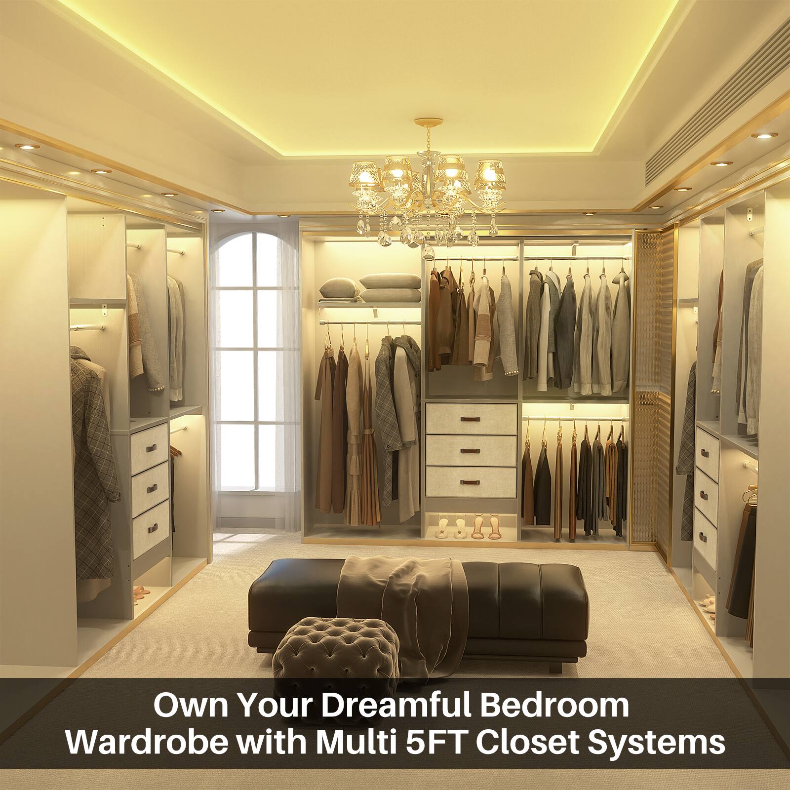 Own Your Dreamful Bedroom Wardrobe with Multi 5FT Closet Systems
