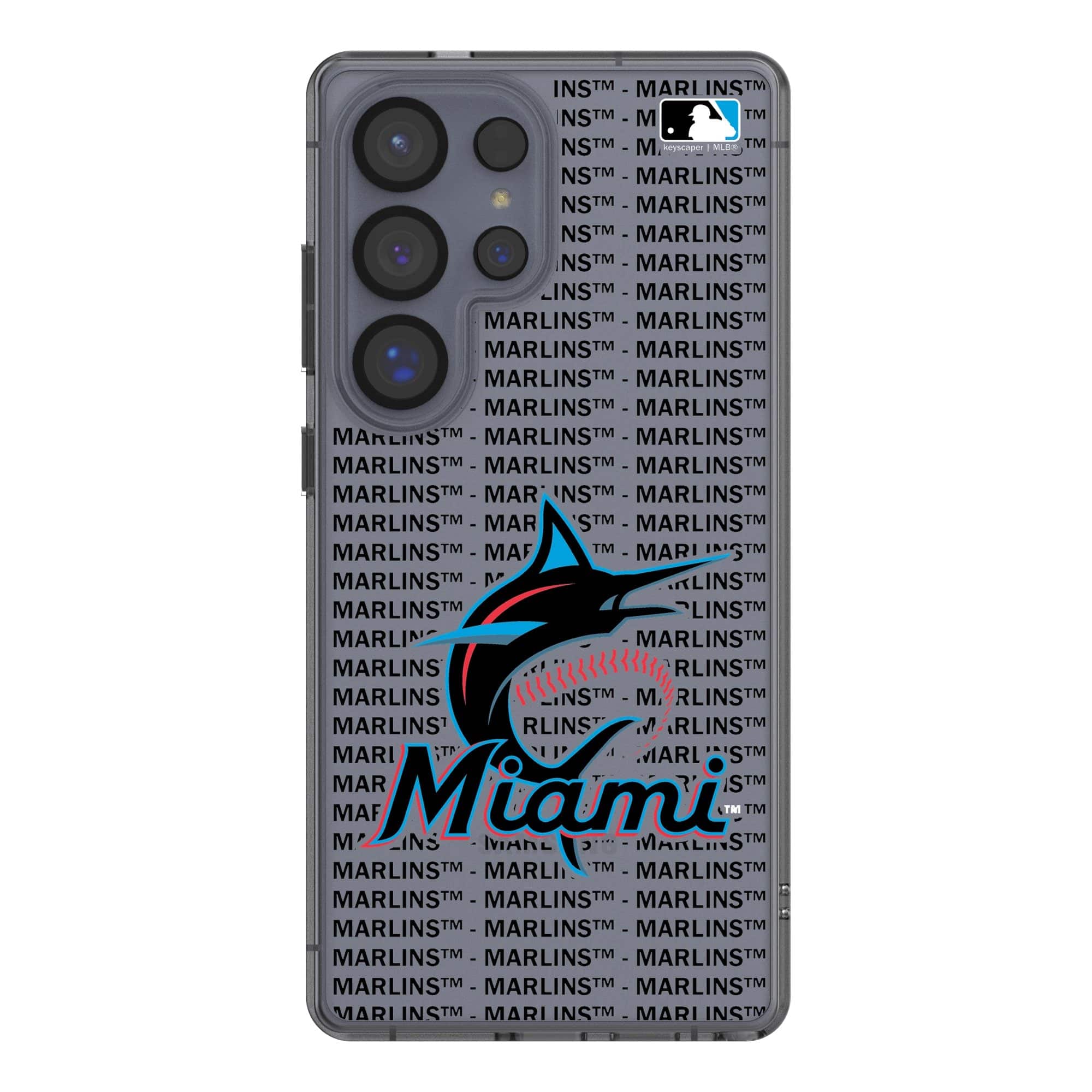 Keyscaper - MLB - Miami Marlins Galaxy Text Backdrop Clear Case - S23 - Multicolor