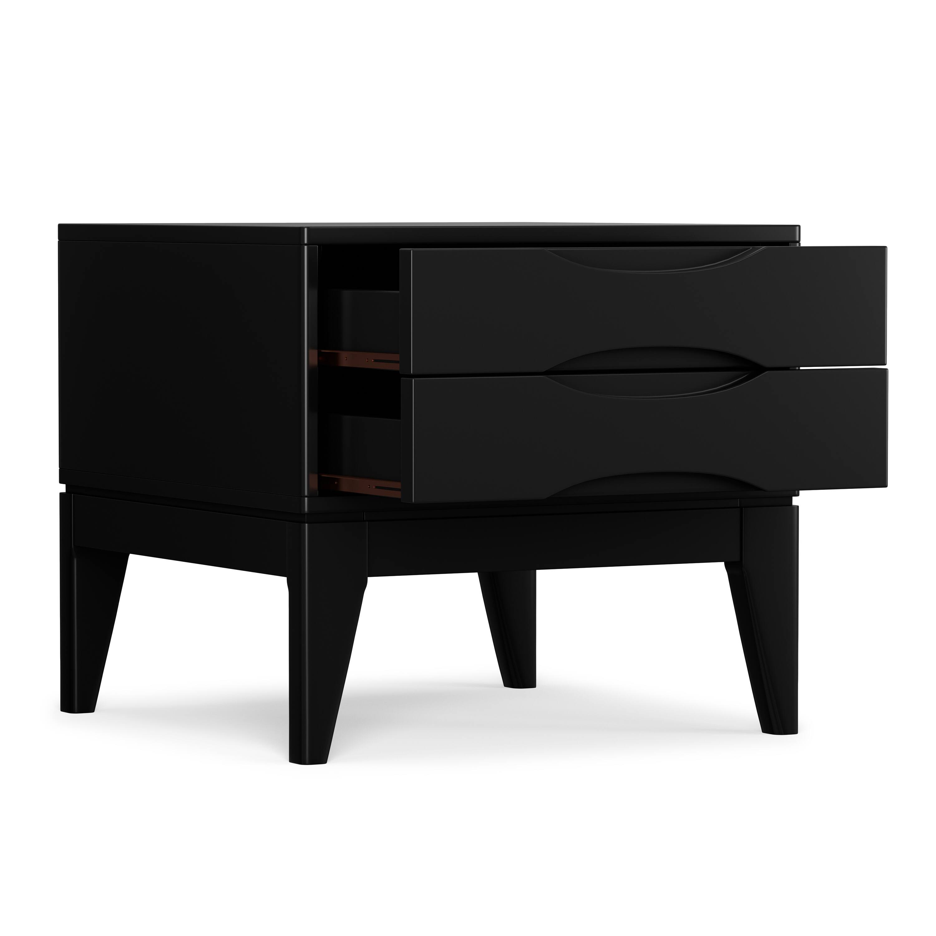 Back. Simpli Home - Harper 22 inch Wide Solid Wood Mid Century Modern End Table in Black - Black.