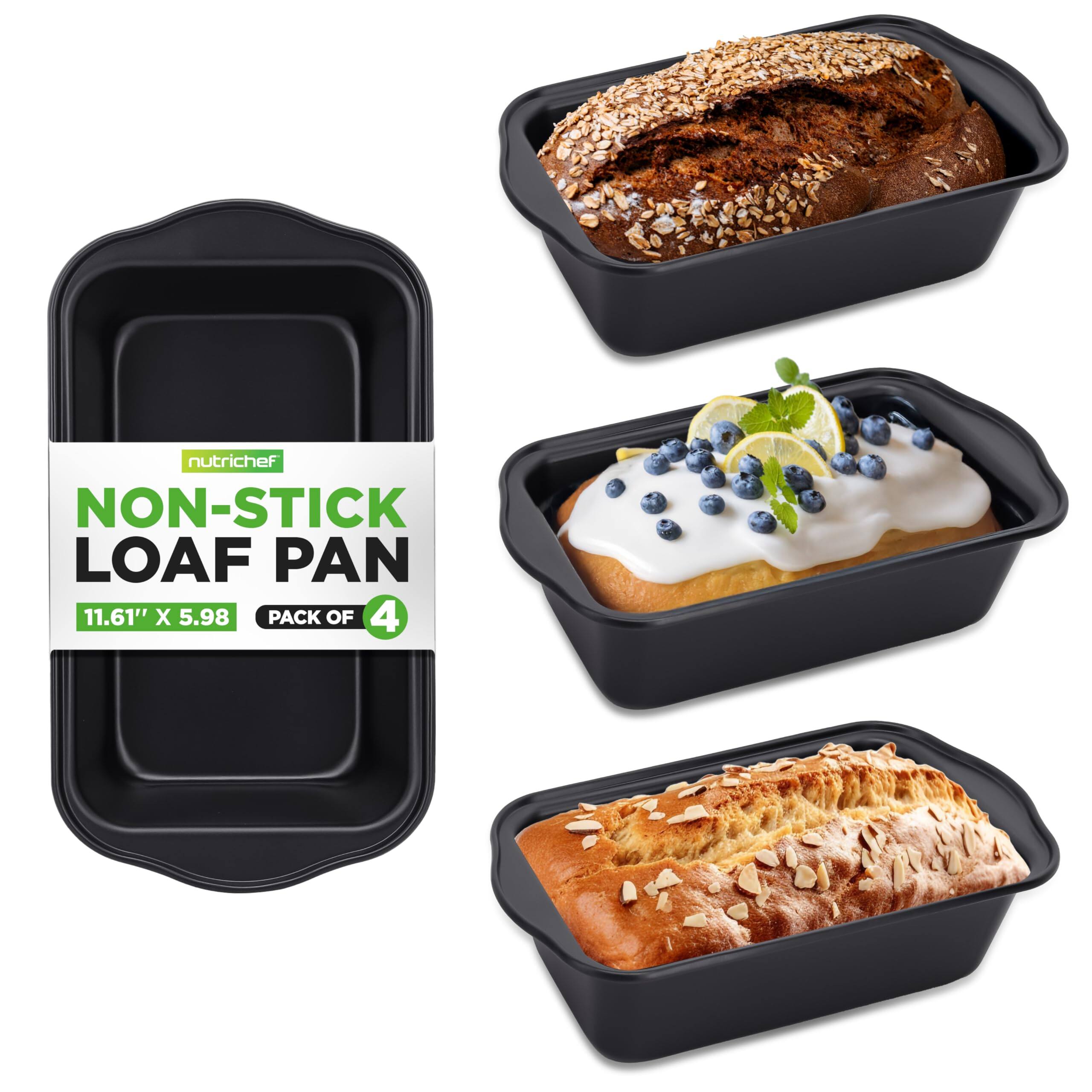 nutrichef NON-STICK LOAF PAN 11.61" X 5.98 PACK OF 4