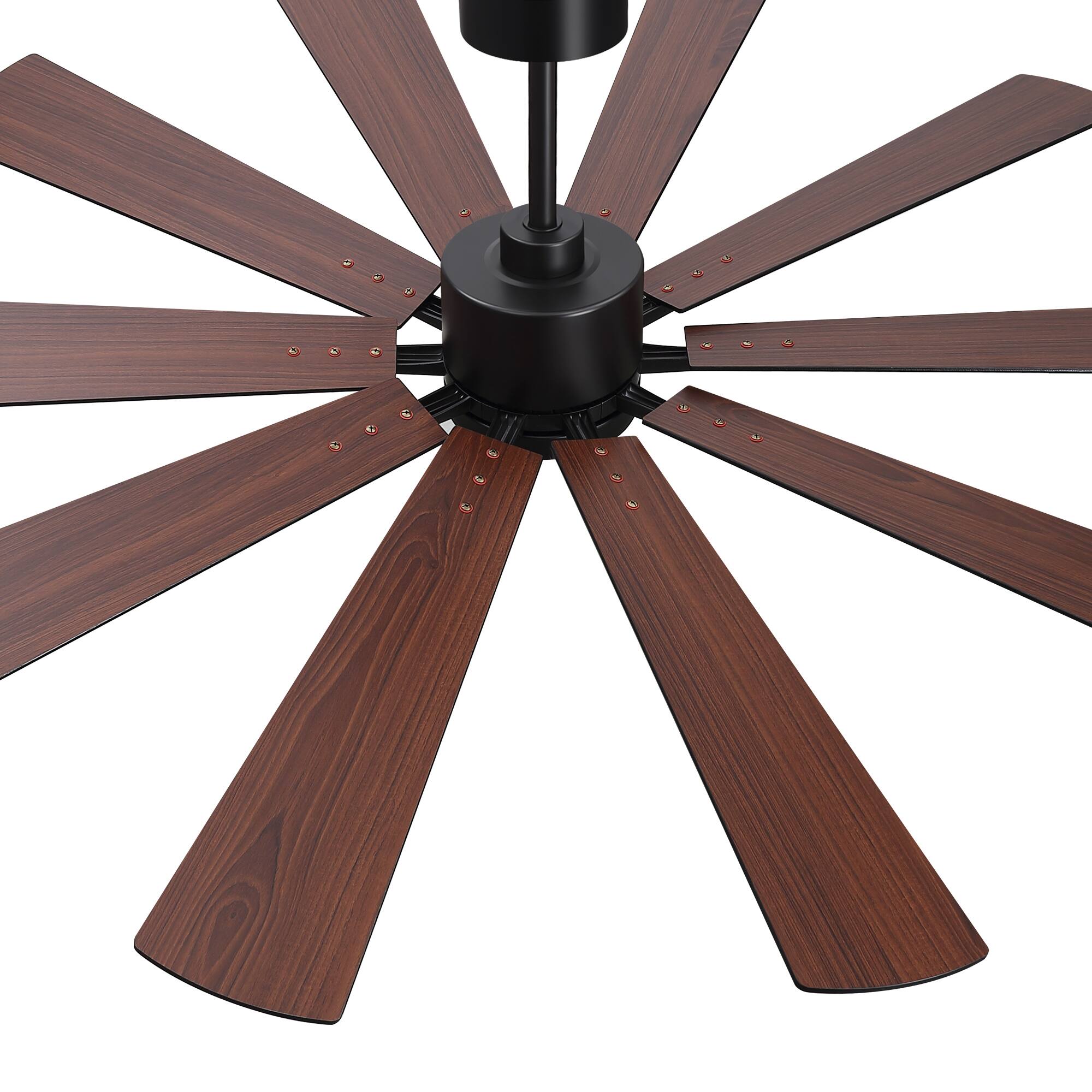 Alt View 10. Breezary - 62-Inch Modern Ceiling Fan, Dimmable LED, 10 Premium Plywood Blades, Quiet DC Motor, Remote Control, 6"/12" Downrods - 62-inch in Black and Walnut finish.