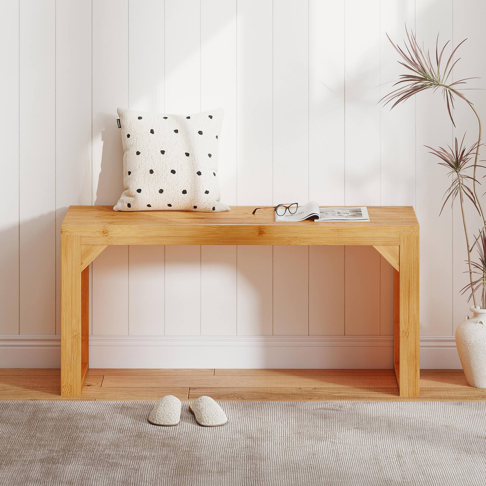 Alt View 5. Costway - Costway 1 PCS Bamboo Dining Bench 36" Long Entryway Bench Indoor Outdoor Solid Wood Bench - Natural.