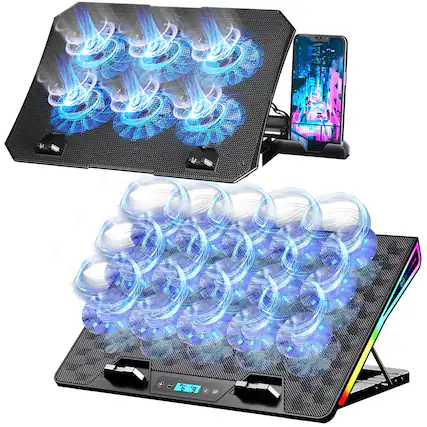 Front. HongFei - AICHESON S039 Laptop Cooler and Gaming RGB Laptop Cooling Stand AA2 Set - blue.