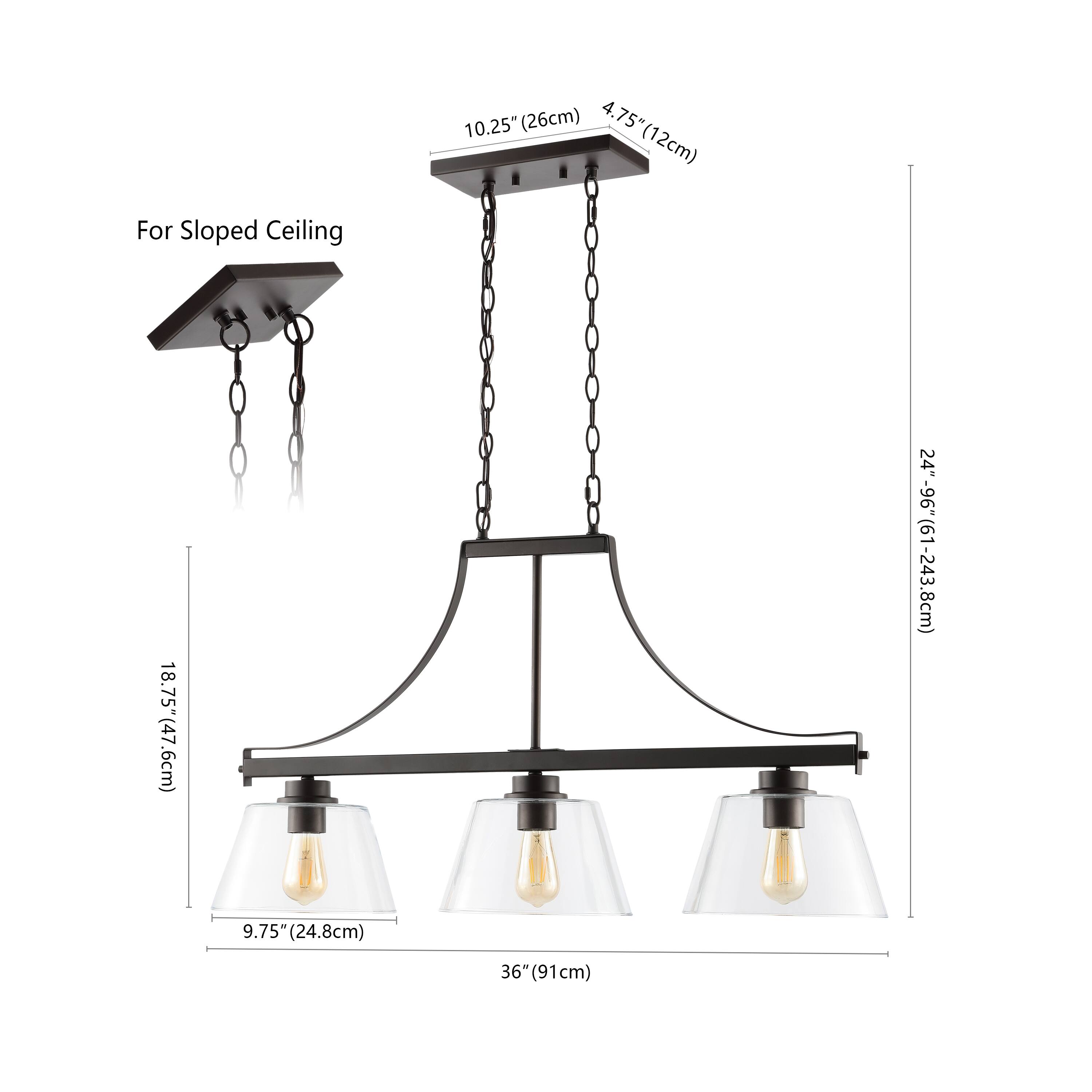 10.25" (26cm)  
4.75" (12cm)  
For Sloped Ceiling  
18.75" (47.6cm)  
24"-96" (61-243.8cm)  
9.75" (24.8cm)  
36" (91cm)