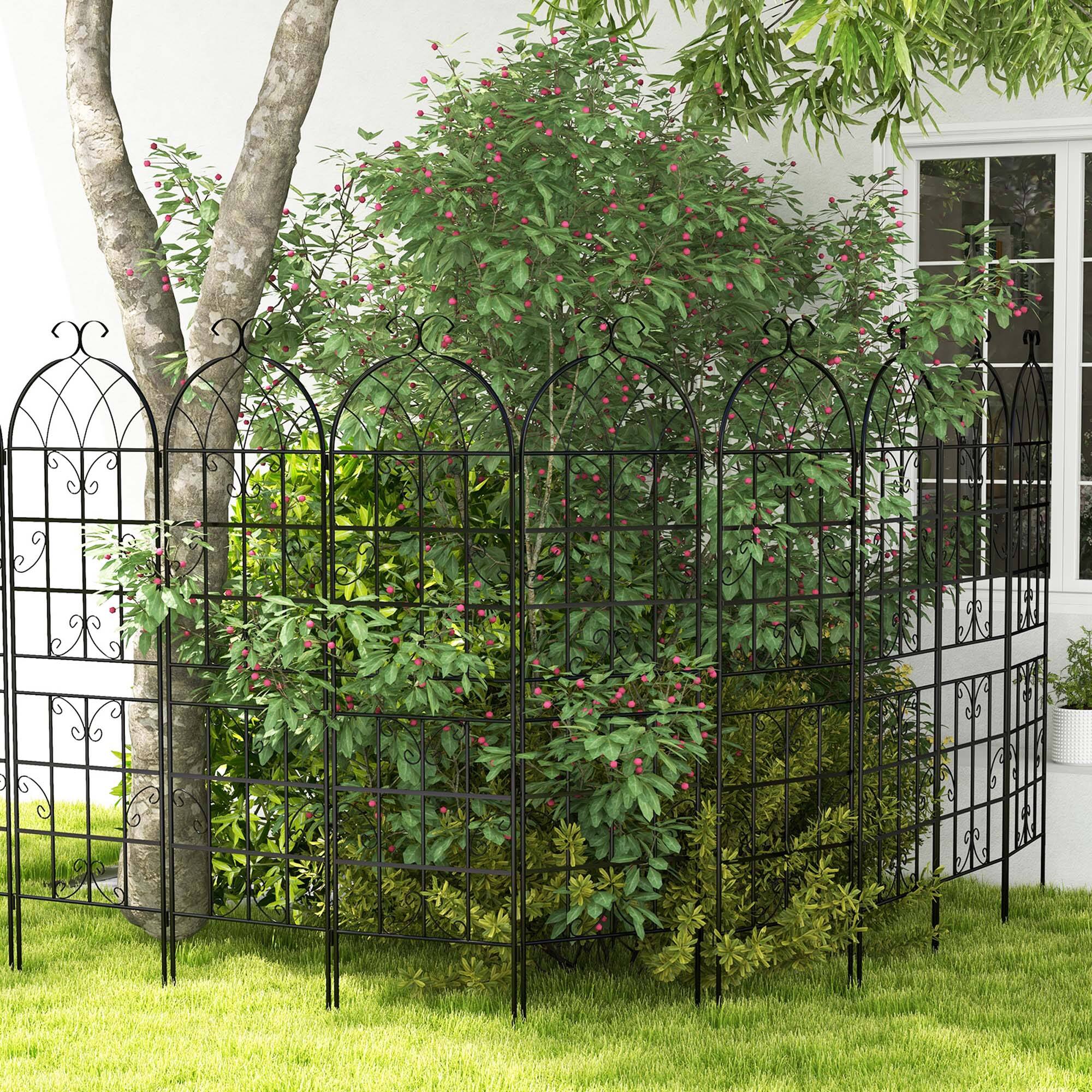 Alt View 4. Costway - Costway 71" Tall Metal Garden Trellis for Climbing Plants 2 Pack Fence Panels Retro - Black.