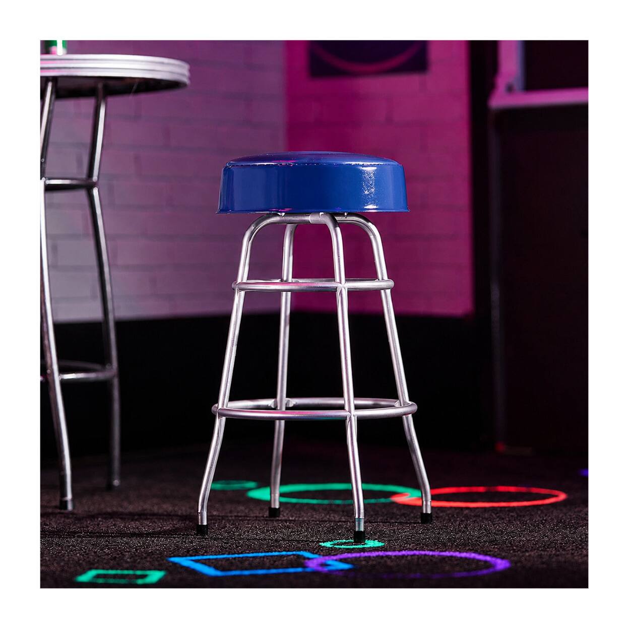 Left. Quarter Arcades - Numskull Quarter Arcades Space Invaders Mini Arcade with Bar Stool and Trash Can.