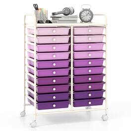 Gymax - 20 Drawers Rolling Storage Cart Art Craft Organizer on Wheels Multipurpose - Purple