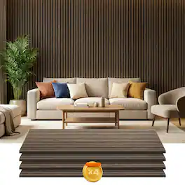 Homcom - x 24" Wood Panels for Wall, 4 Pack Acoustic Panels, Sound Absorbing Slat Wall for Wall Decor - Walnut