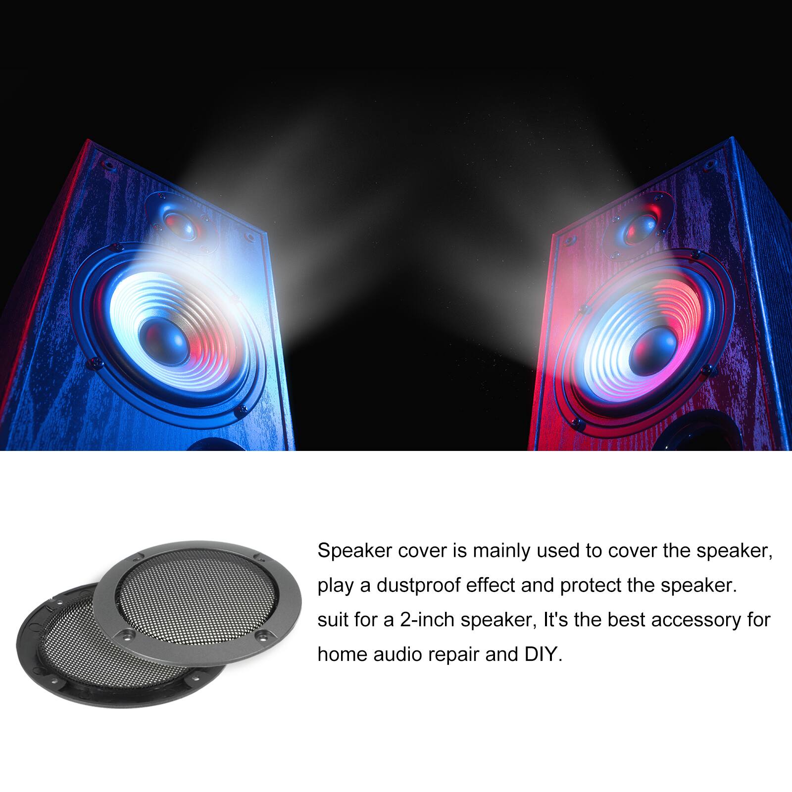 Speaker cover is mainly used to cover the speaker, play a dustproof effect and protect the speaker. It's the best accessory for home audio repair and DIY. Suitable for a 2-inch speaker.