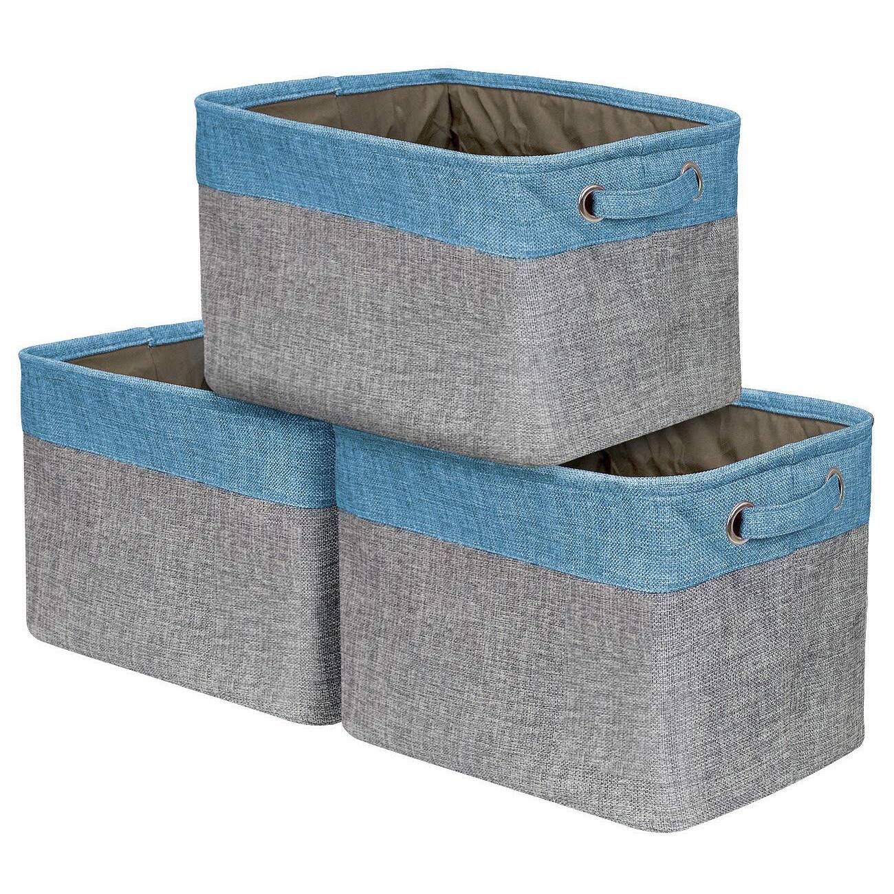 Sorbus - Cubby Storage Organizer 15 Inch - Big Sturdy Collapsible Storage Bins with Dual Handles - Foldable Baskets - Aqua