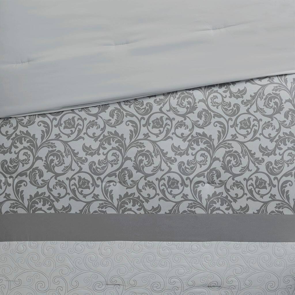 Alt View 5. Gracie Mills - Gracie Mills McConnell 8-Piece Embroidered Pintucked Comforter Set - Grey.