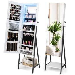 Ecooso - Full-Length Mirror Jewelry Cabinet, Freestanding Storage Organizer with Multiple Compartments
