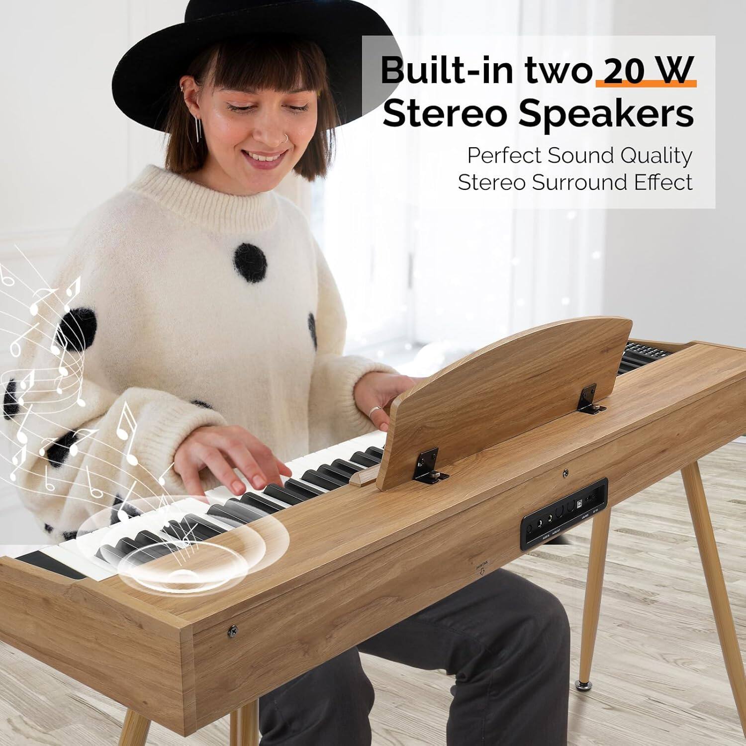 Built-in two 20 W Stereo Speakers  
Perfect Sound Quality  
Stereo Surround Effect