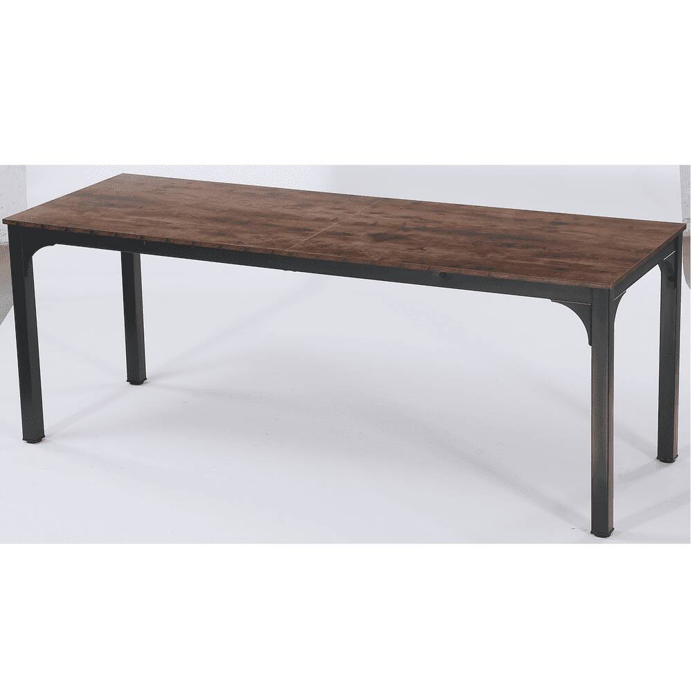 Back. Kadyn - Kadyn Dining Table, Living Room Table Rectangular, 78 inch Long Kitchen Table for 6-8 People,Rustic Brown - Brown & Black.