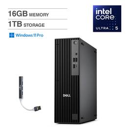 Dell - Pro Slim Mini Desktop (Intel Ultra 5-235, 16GB DDR5, 1TB PCIe SSD, Integrated GPU, Win 11 Pro) w/USB Hub - Black