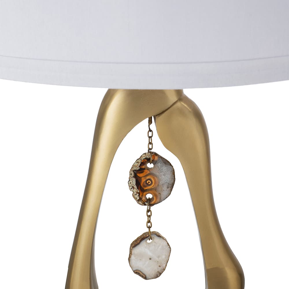 Back. Luckbyte - 16x27.5 Inch Gold Geode Shaped Table Lamp With White Drum Shade Assembly Required.