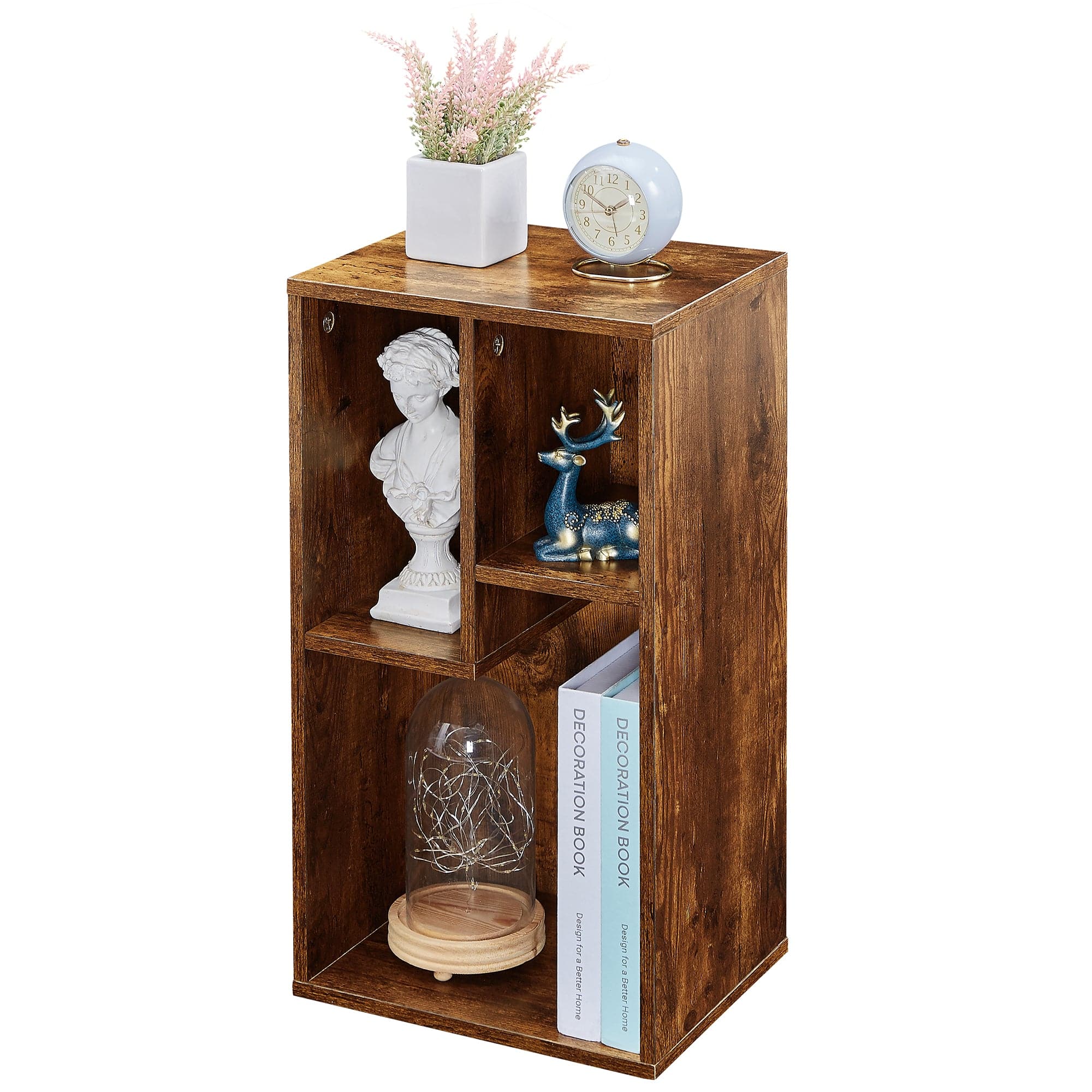 Vecelo - Modular Cube Bookshelf - Customizable Storage Shelves for Books, Heavy Duty Anti-Tip Bookcase - Brown