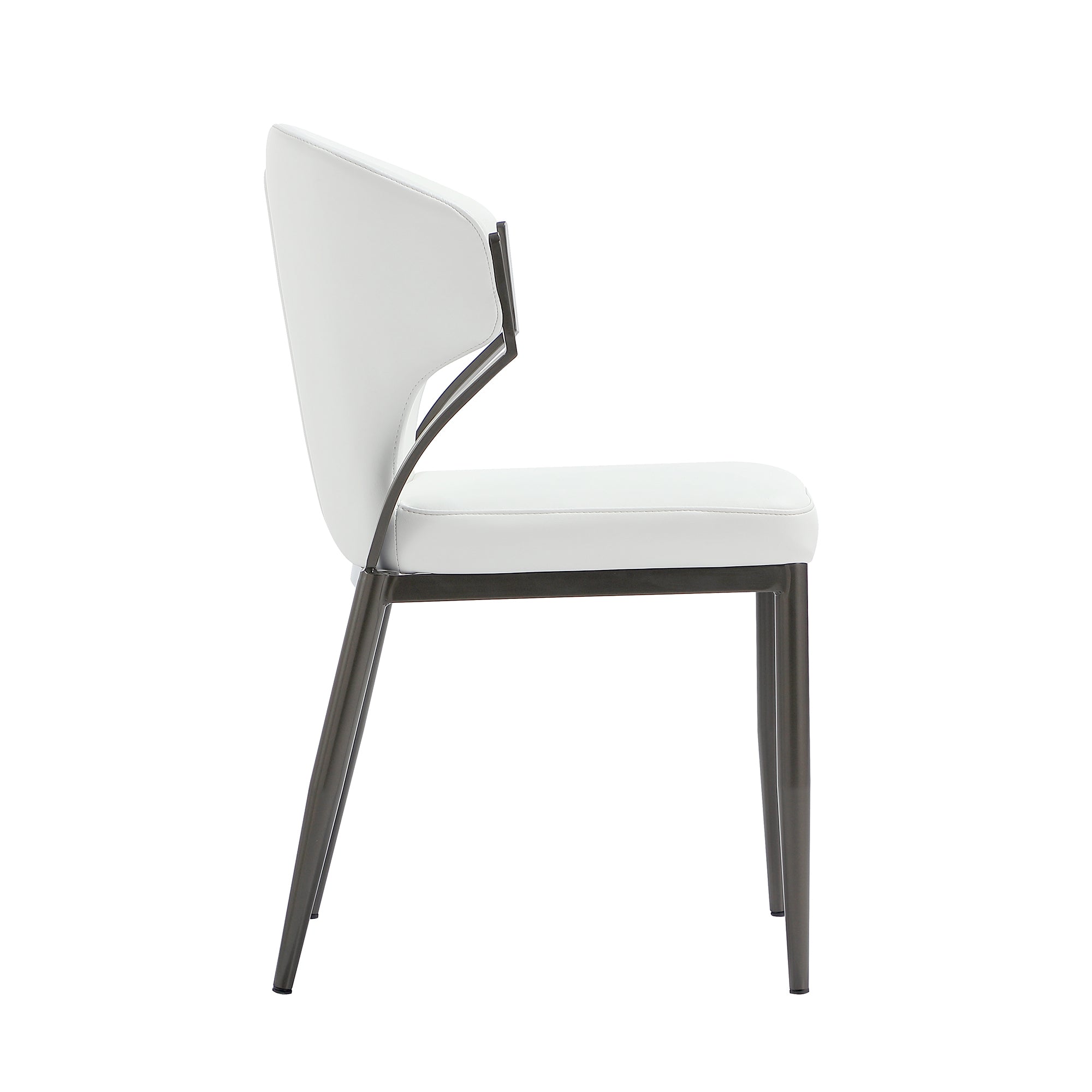 Alt View 3. Manhattan Comfort - Kirsten Modern Metal Vegan Leather Dining Chair - Set of 2 - White.