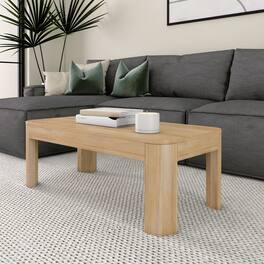 Plank+Beam - Modern Rounded Rectangular Coffee Table (40in x 20in / 1020mm x 510mm) - Blonde