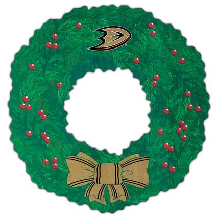 Front. Fan Creations - Anaheim Ducks 16'' Team Wreath Sign - Green.