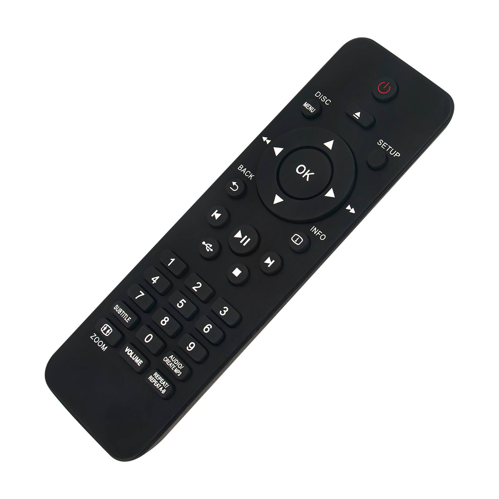 DISC MENU BACK OK SETUP  
1 4 2 7 5 SUBTITLE 3 8 II) 6 ZOOM 0 9 VOLUME AUDIO/ REPEAT/ B N INFO