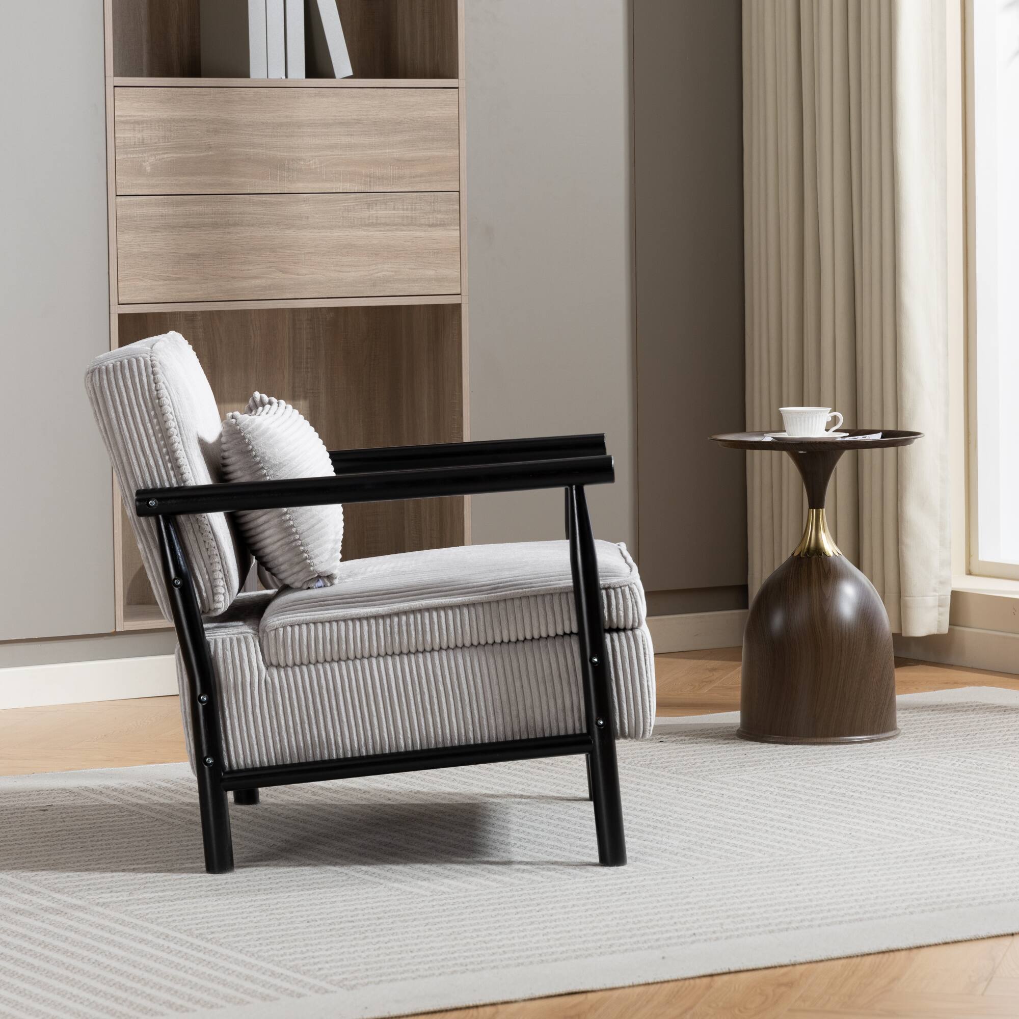 Alt View 6. GOODSILO - Modern Upholstered Accent Armchair with Hidden Storage and Waist Support Cushion for Living Room Bedroom - Antique Grey.