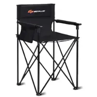 Costway - Portable 38'' Oversized High Outdoor Beach Chair Camping Fishing Folding Chair - Black - Front_Zoom