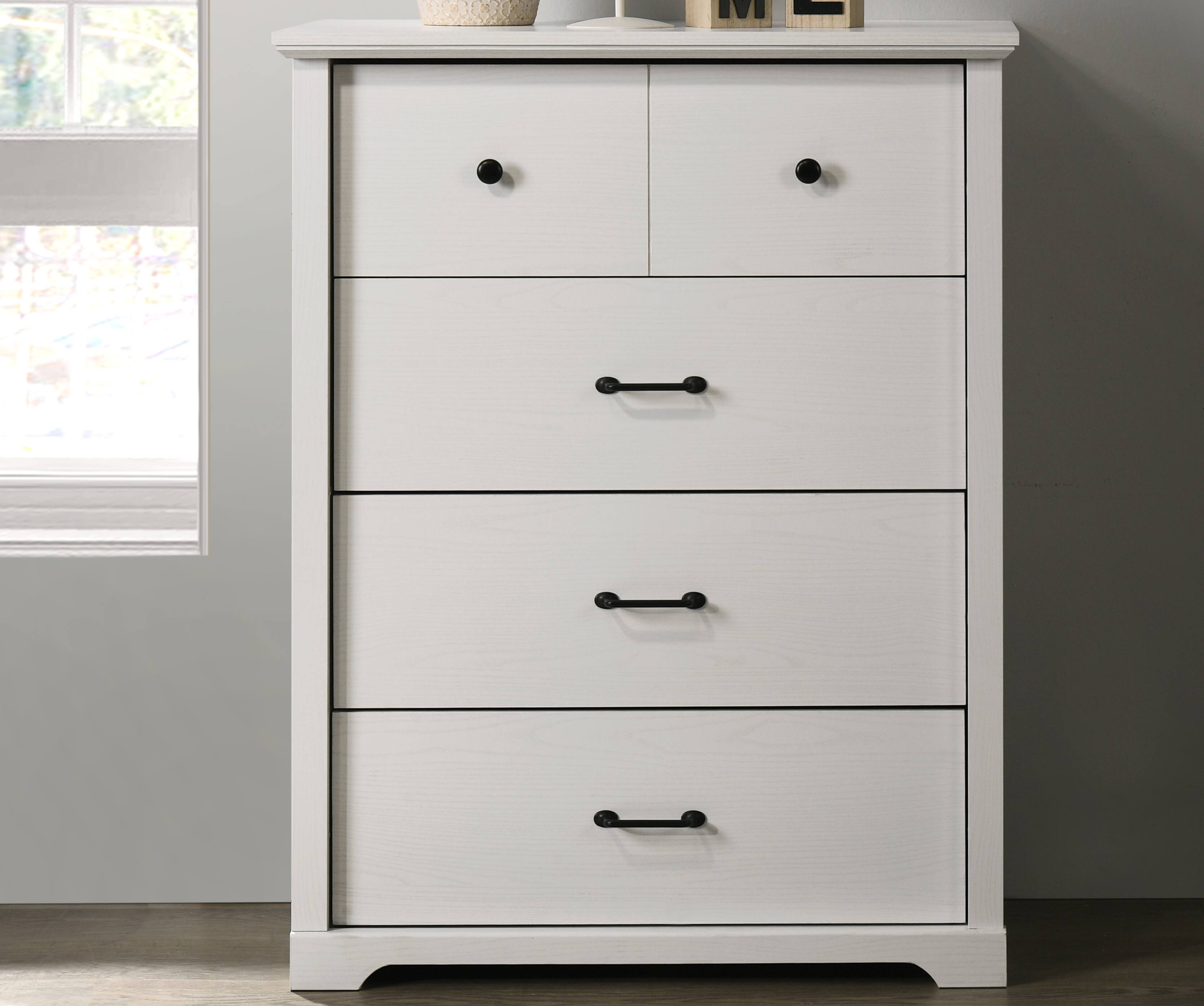 Front. Forest'nSky - White Wood 4 drawer 32 in. Wide Chest of Drawers for Living Room - White.