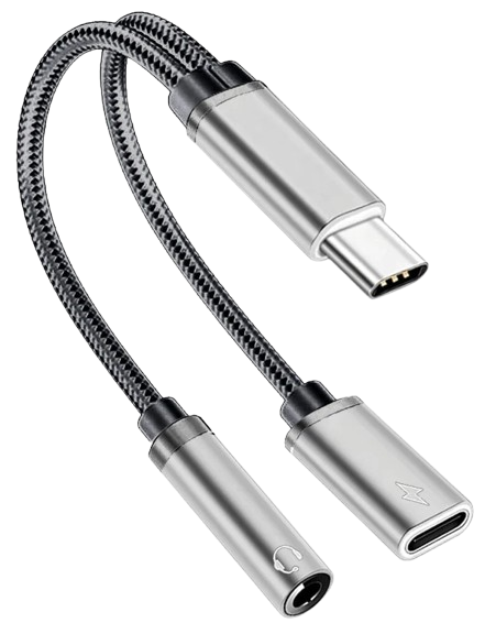 Home Collection - 2 in 1 Type-C USB-C to 3.5mm AUX Audio Headphone Jack Adapter Charger Cable