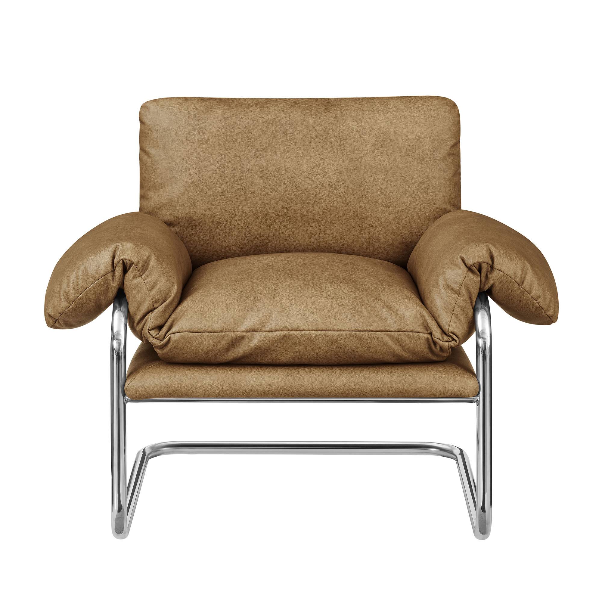 Alt View 4. Modway - Ansel Vegan Leather Accent Chair by Modway - Toast.