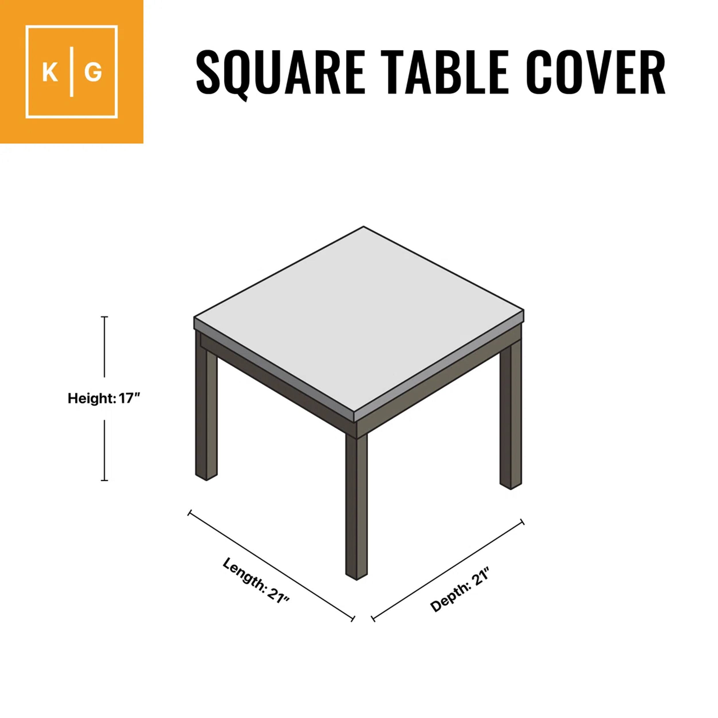 K G SQUARE TABLE COVER  
Height: 17"  
Length: 21"  
Depth: 21"