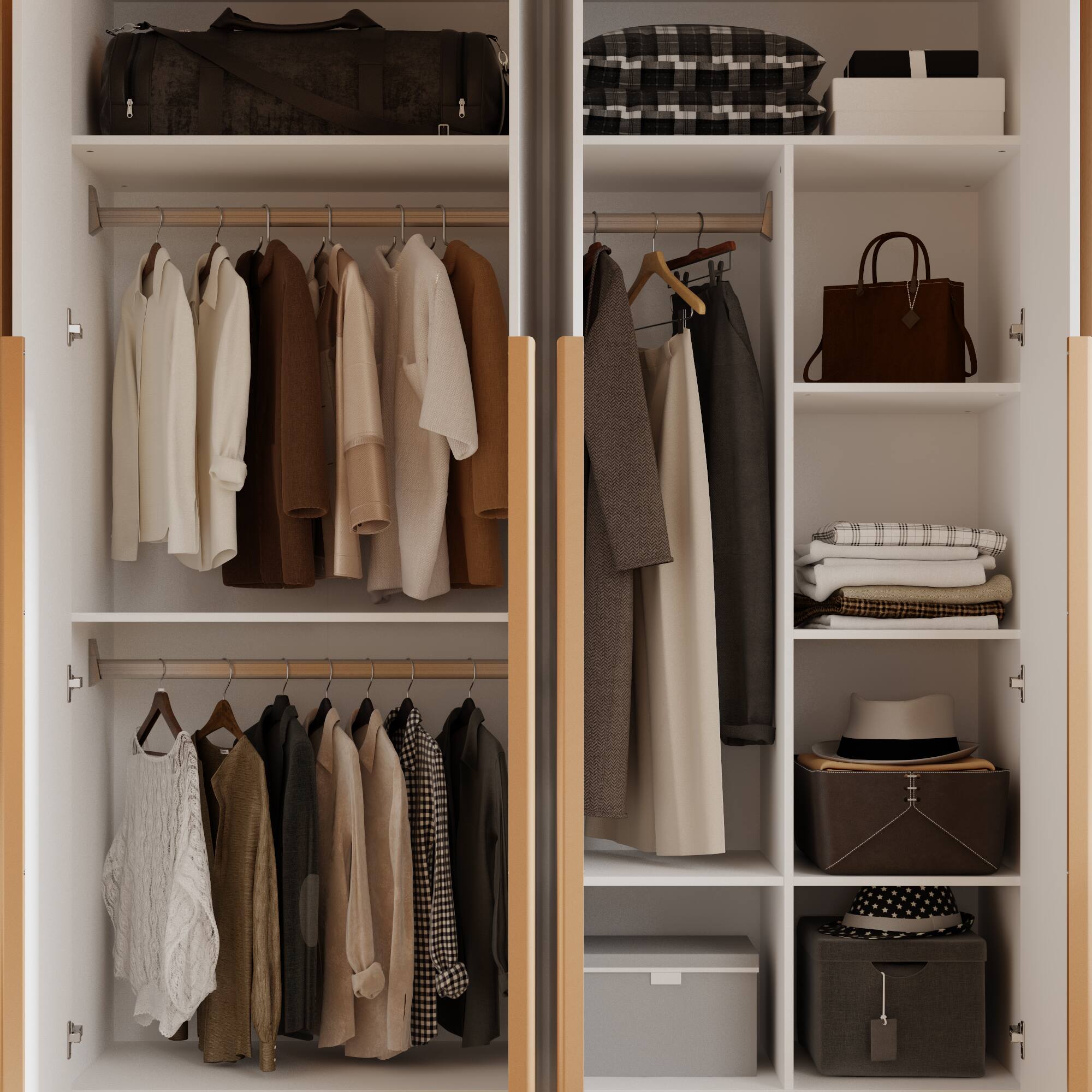 Alt View 5. Famapy - European-Style Wardrobe with Hanging Rods & Shelves Bedroom Storage Closet for Organized Clothes & Accessories - White.