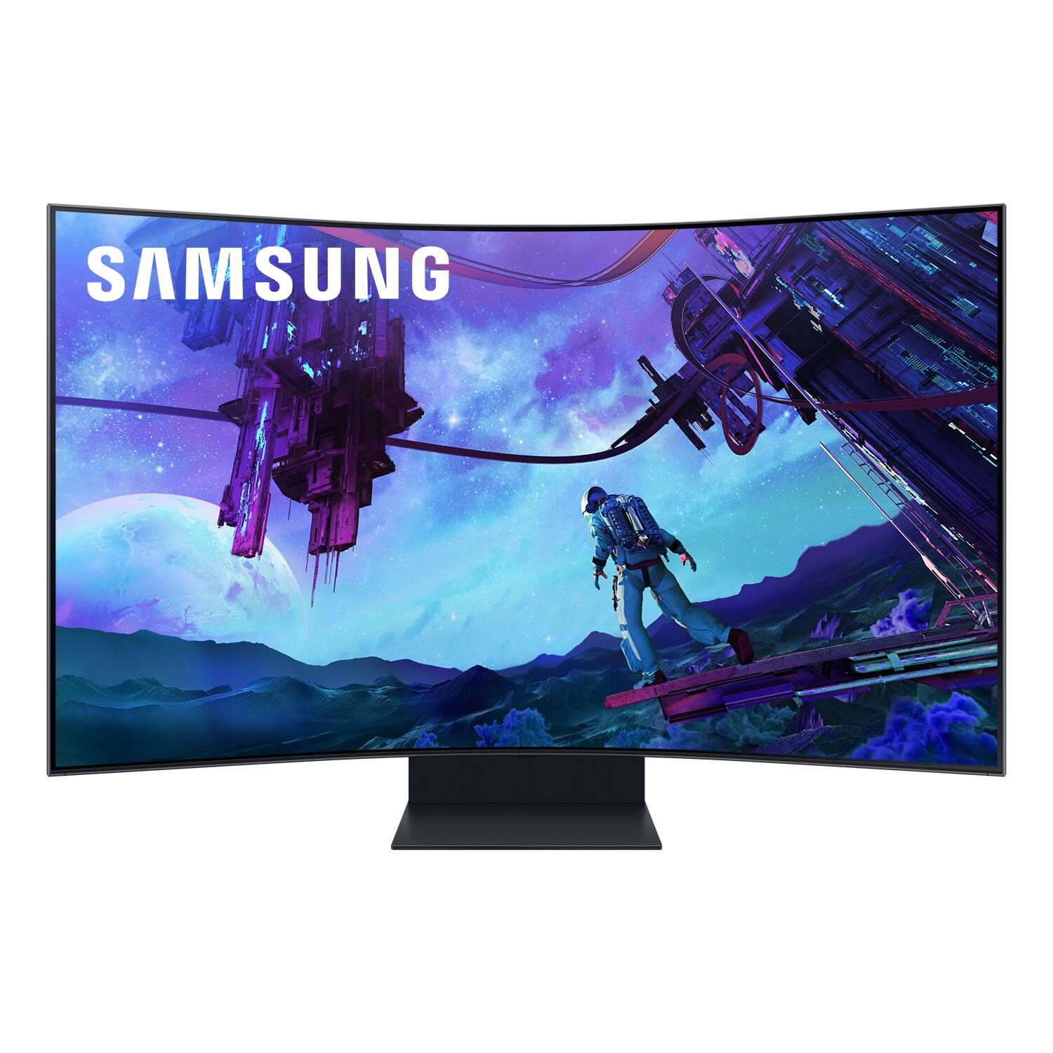 Alt View 4. Samsung - 55" Odyssey Ark 2nd Gen. Curved 4K UHD Quantum Mini-LED FreeSync Prem Pro 1ms GTG Gaming Screen - Black.